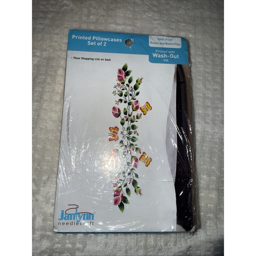 Janlynn Pillowcases - Roses And Butterflies - Stamped Embroidery